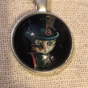 Steampunk cat necklace